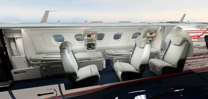 A cutaway showing one potential configuration for the Embraer Phenom 300MED