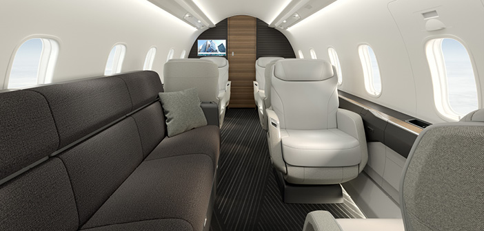 Looking forward through the Challenger 3500 cabin