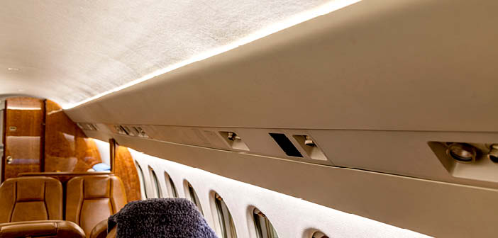 Dassault Falcon 900 cabin with LED lighting